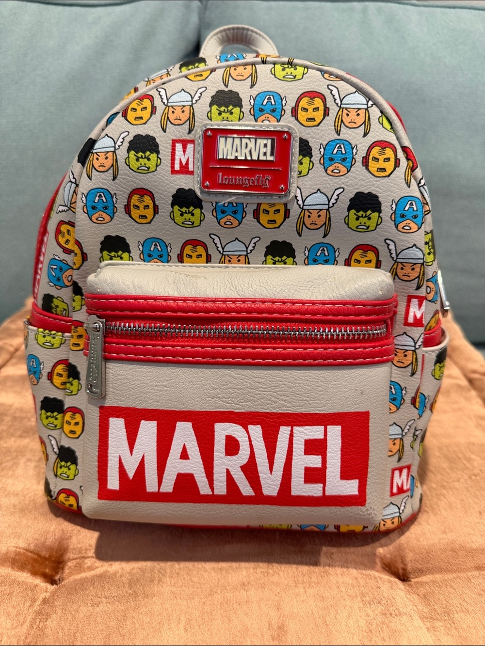 Loungefly Marvel Mini Backpack in Beige, Red & Multicolor
